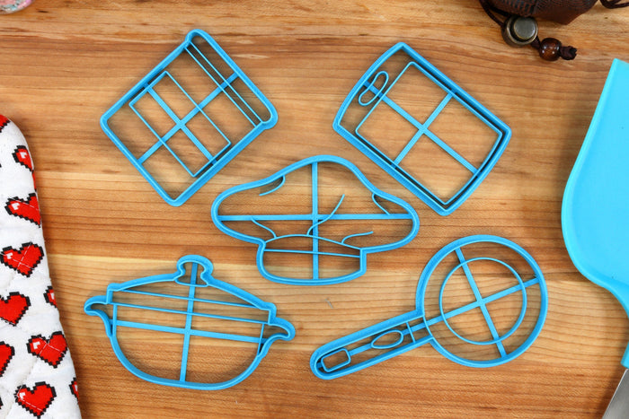Chef Cookie Cutters - Chef Hat, Frying Pan, Spice Jar, Cutting Board, Cooking Pot - Chefs Gift Idea - Crafty Cooking