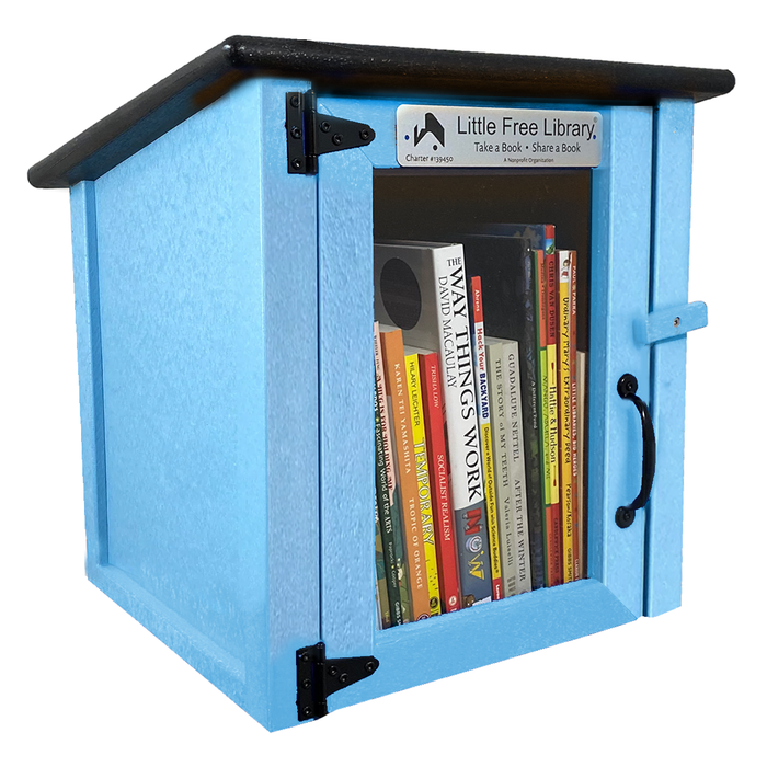 Composite One Story Light Blue Little Free Library