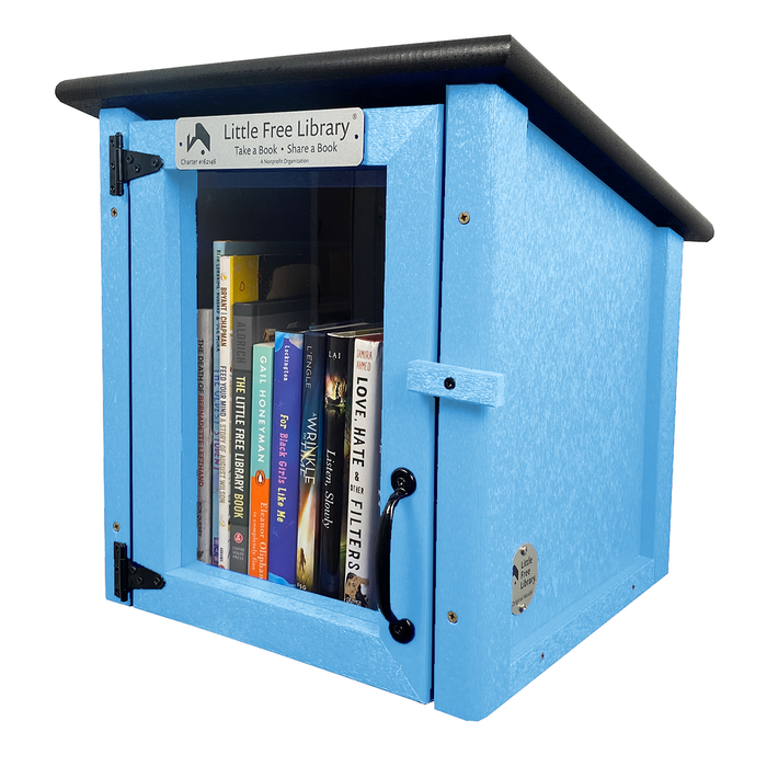 Composite One Story Light Blue Little Free Library