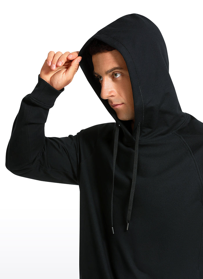 CRZ YOGA Men's Casual Outerwear Cotton Loose Fit Long Sleeve Hoodies Black