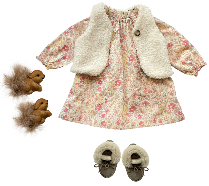 Bonton Dahli Baby Dress Liberty Ecru