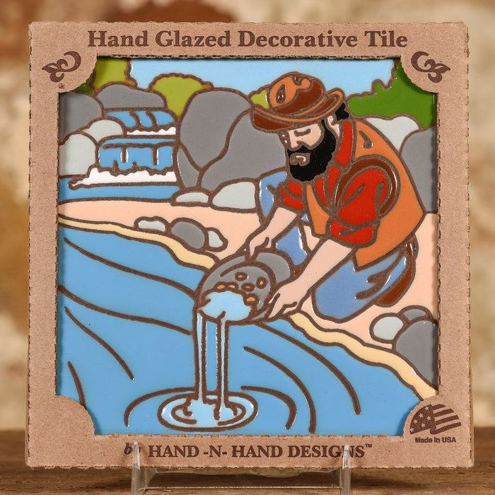 Decorative Tile - Miner Gold Panning