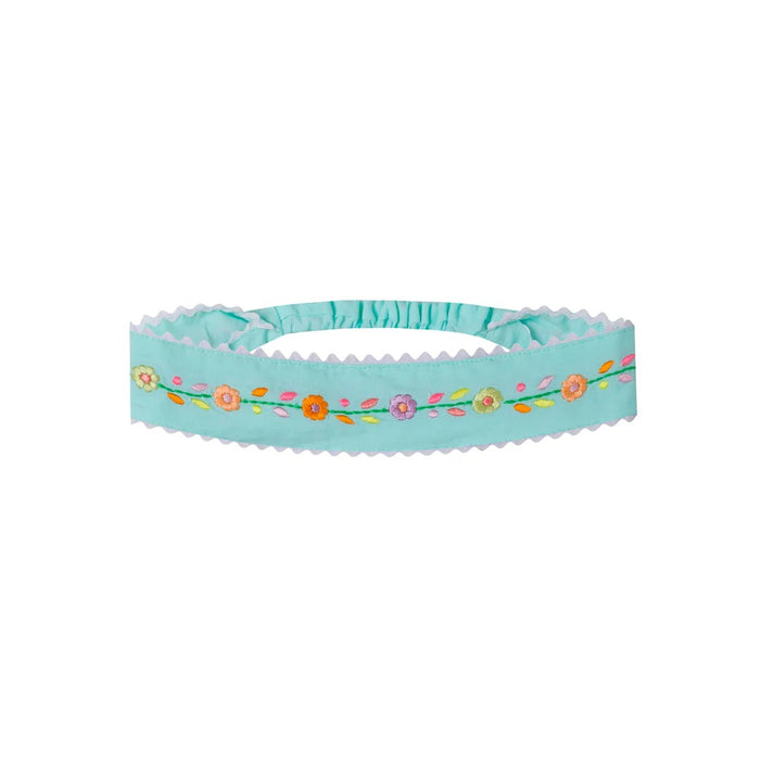 Embroidered Hair Band Sea Mist