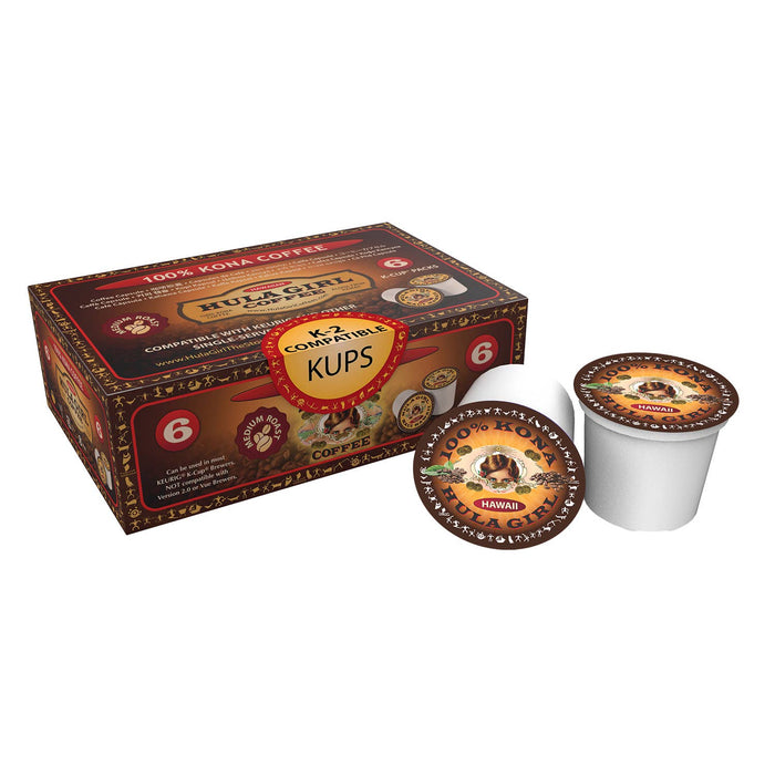 First 100% USA Coffee K-Cup: Hula Girl 100% Kona Single Serve K-Cups Two Boxes of 6 (12 total)