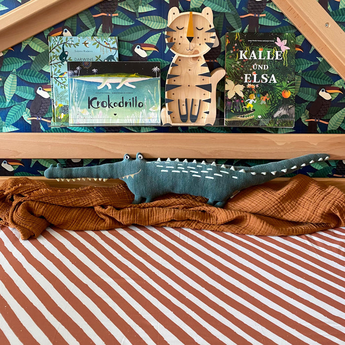 Fitted Sheet Single Stripes Rust Brown