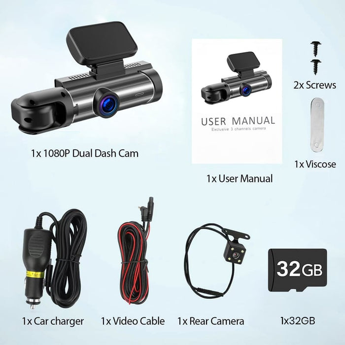 Dual recording (front and rear) + 32G Memory Card