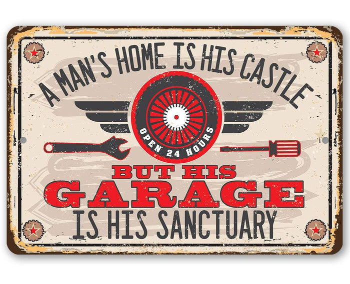 Garage Sanctuary - Metal Sign | Lone Star Art.