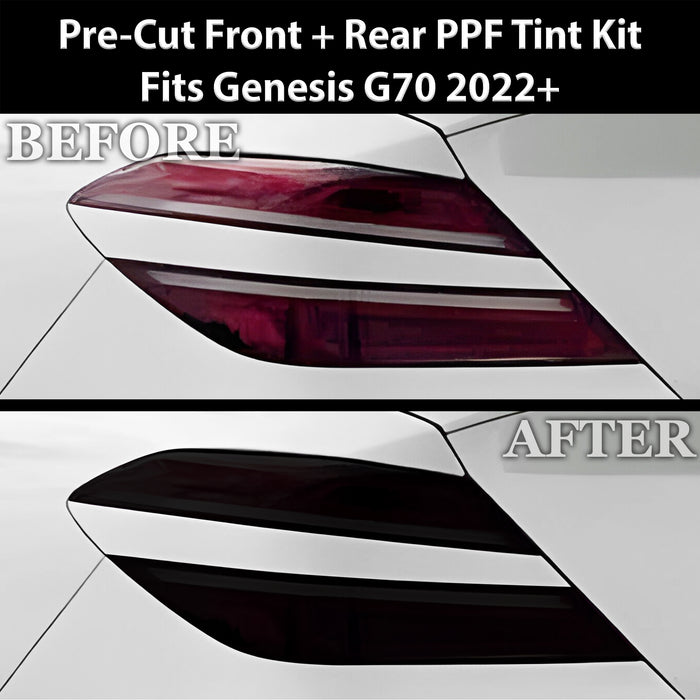 Fits Genesis G70 2022 - 2025 Full Headlight Taillight Precut Smoked PPF Tint Kit Film Overlay - Bogar Tech Designs