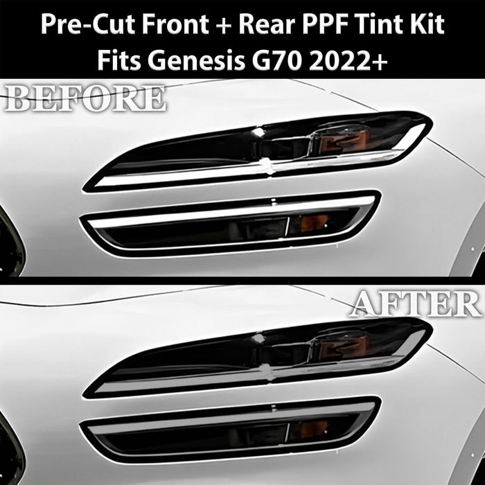 Fits Genesis G70 2022 - 2025 Full Headlight Taillight Precut Smoked PPF Tint Kit Film Overlay - Bogar Tech Designs