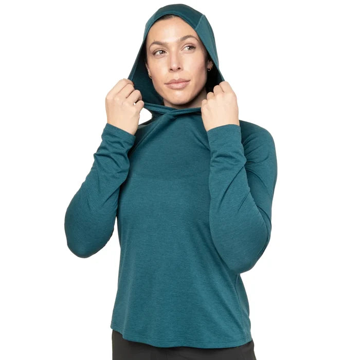 תקריב על בד מנדף זיעה של חולצת Glace Hoody לנשים