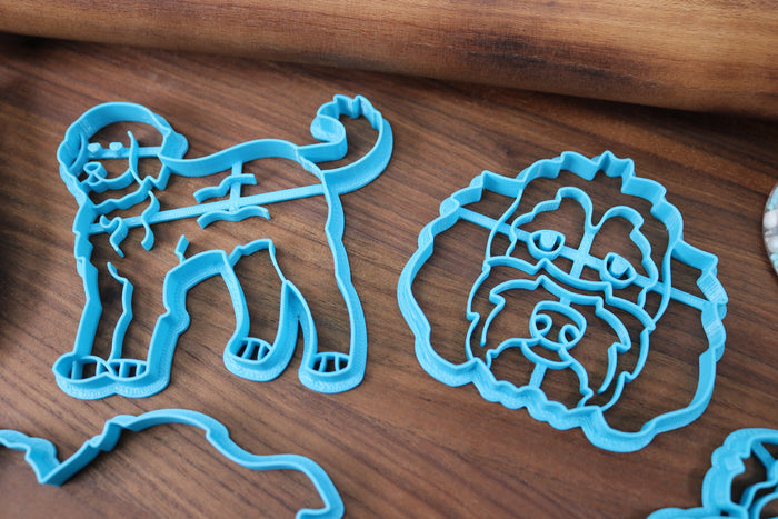 Goldendoodle Dog Cookie Cutters - Detailed Goldendoodle, Goggles Goldendoodle, Goldendoodle Face, Doodle Outline, Goldendoodle Sitting