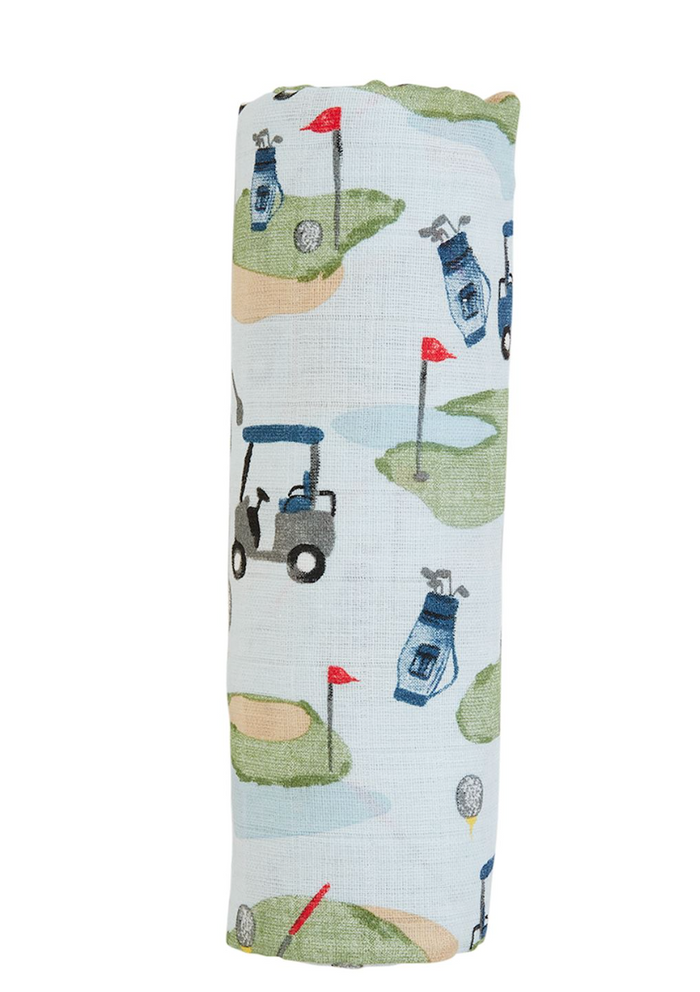 Golf Swaddle Blanket- Blue or White - Pine & Moss