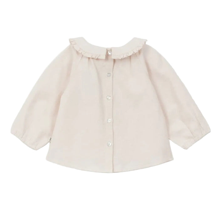 Hearts Embroidery Baby Blouse Powder