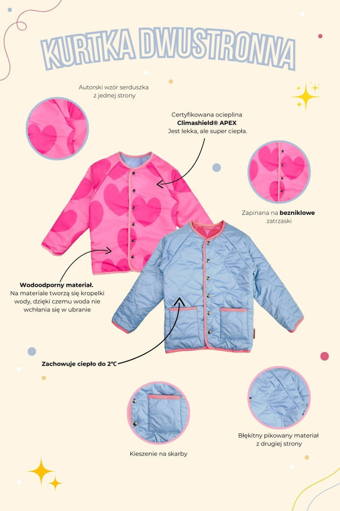 Hearts Reversible Jacket Pink