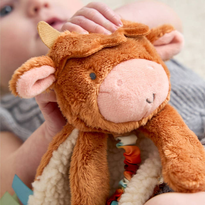 Highland Cow Itzy Friends Lovey Plush + Teether Toy - Wee Bee Baby Boutique