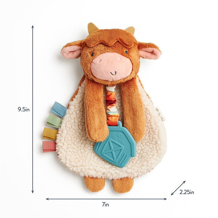 Highland Cow Itzy Friends Lovey Plush + Teether Toy - Wee Bee Baby Boutique