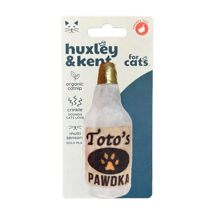 Huxley & Kent Toto's Pawdka Plush Cat Toy - Squeaky Crinkle Vodka Bottle Toy - Dog.Dog.Cat.