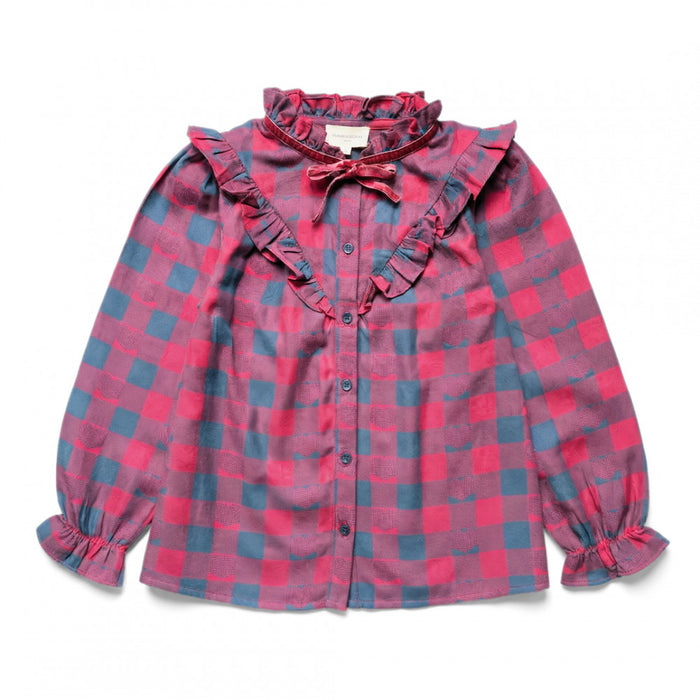 Imani Tunic Check Heart Navy Burgundy