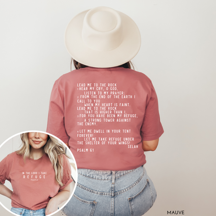 In the Lord I Take Refuge Psalm 61 Bella Canvas - Front and Back Design - March 2026 Collection