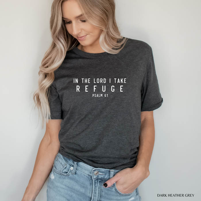 In the Lord I Take Refuge Psalm 61 Bella Canvas - Front and Back Design - March 2026 Collection
