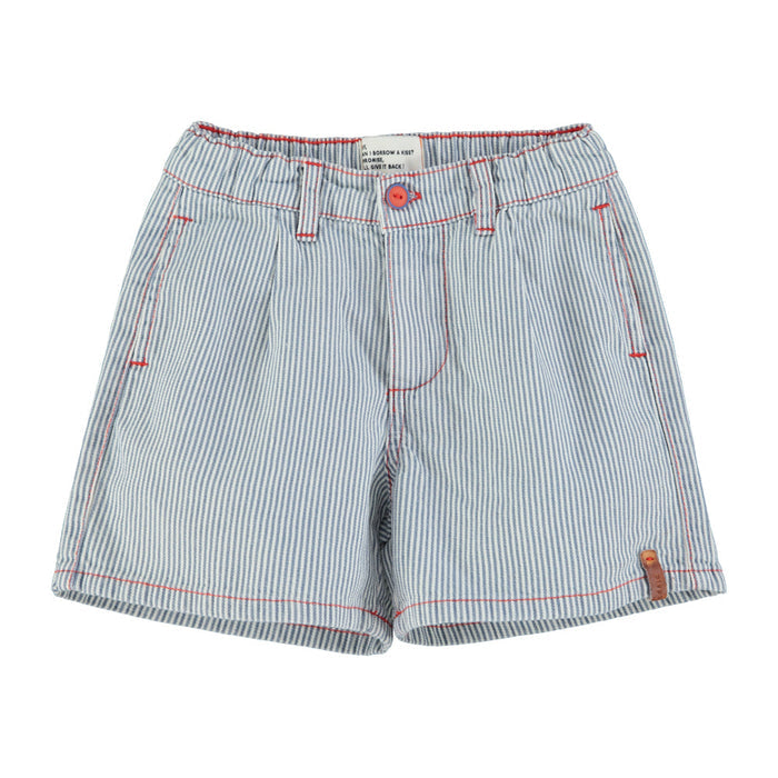 Indigo Stripes Shorts Ecru