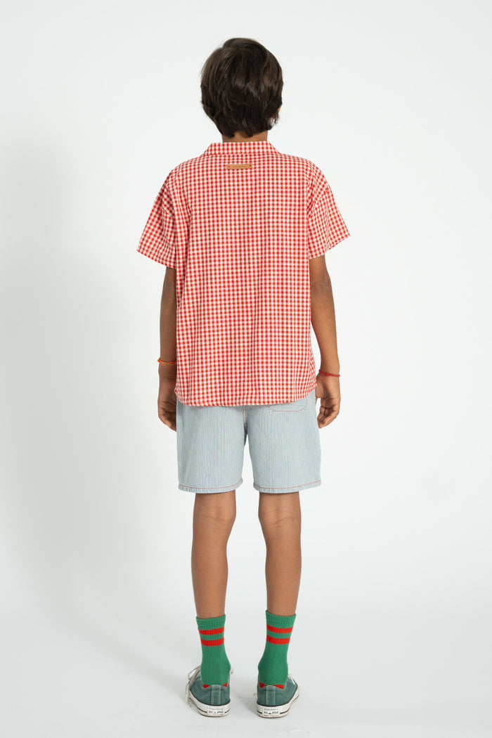 Indigo Stripes Shorts Ecru