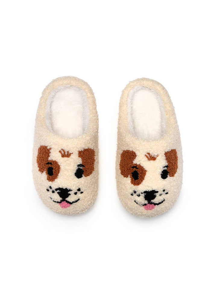 Indoor / Outdoor Slippers - Kids - Puppy Dog Faces - Cream