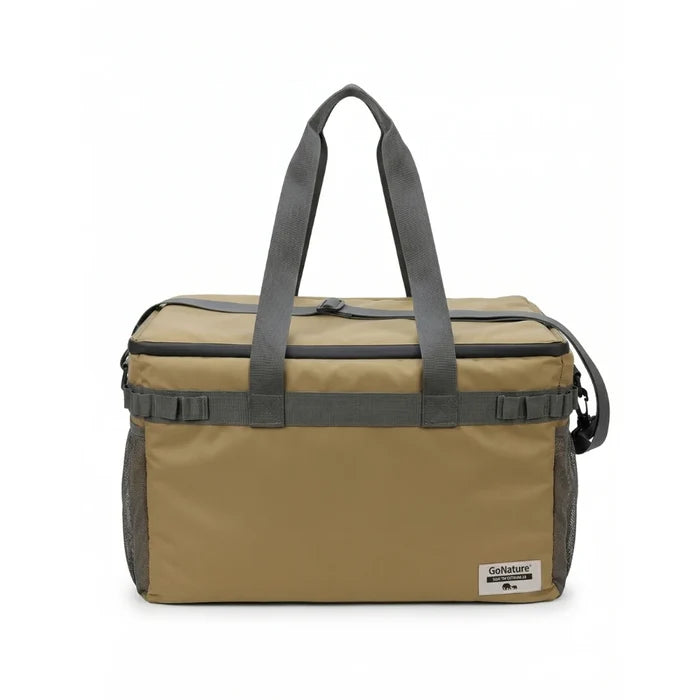 צידנית רכה Go Nature Kartiv Extreme 30L בצבע חאקי עם רוכסן אטום ורצועות מולא.