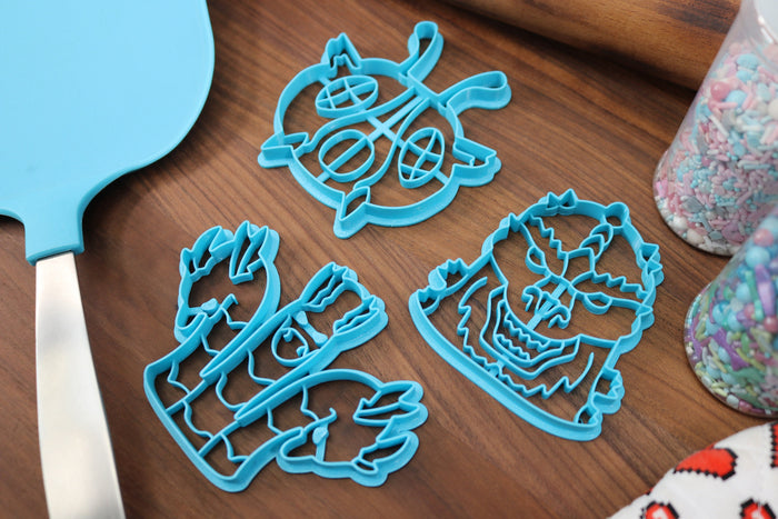 Killer Kaijus Cookie Cutters, Set 1 - Ape Kaiju, Hydra Kaiju, Lizard Kaiju, Mecha Lizard, Moth Kaiju - Kaiju Cookies & Baking Tools