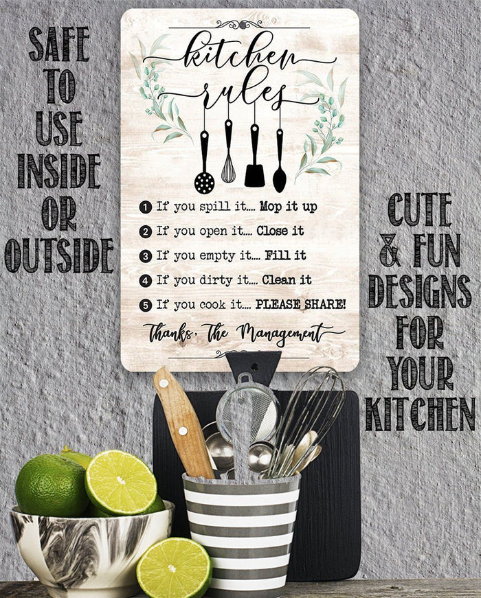 Kitchen Rules - Metal Sign | Lone Star Art.