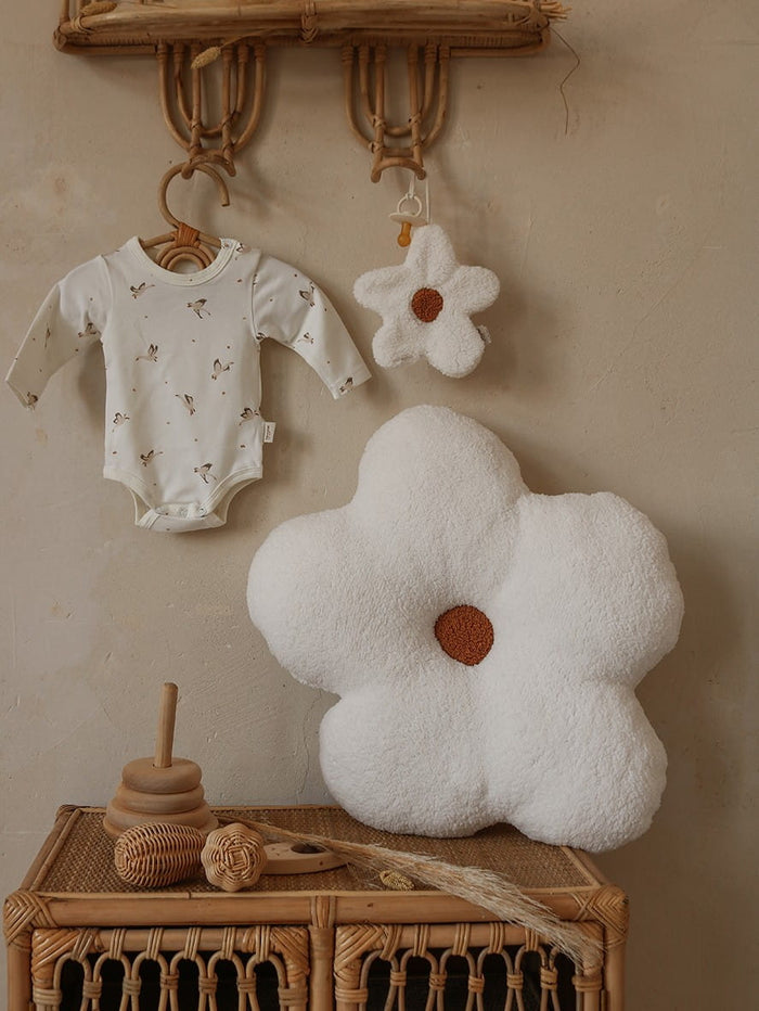 Large Daisy Pillow Ecru