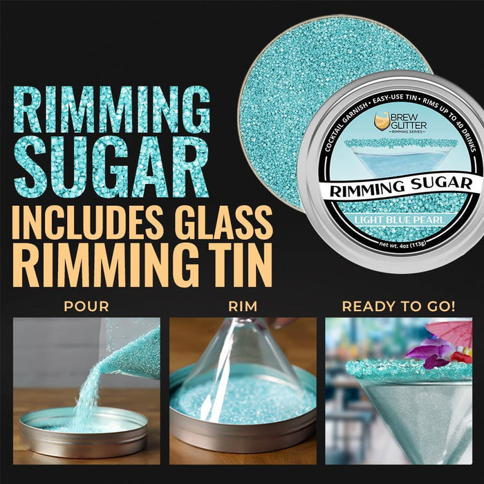 Light Blue Pearl Cocktail Rimming Sugar by the case (24 units per/ case)-Brew Glitter®