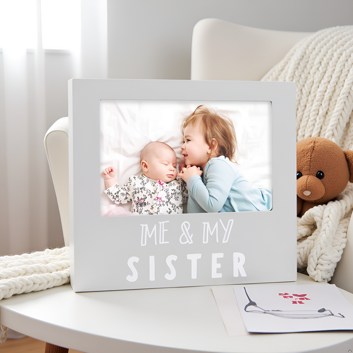 Me and My Sister Sentiment Picture Frame, Gray - Wee Bee Baby Boutique
