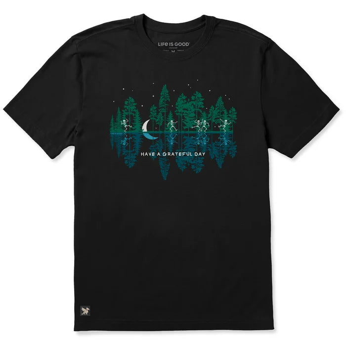 Men's Grateful Day Skeleton Reflections Short Sleeve Crusher Tee Shirt