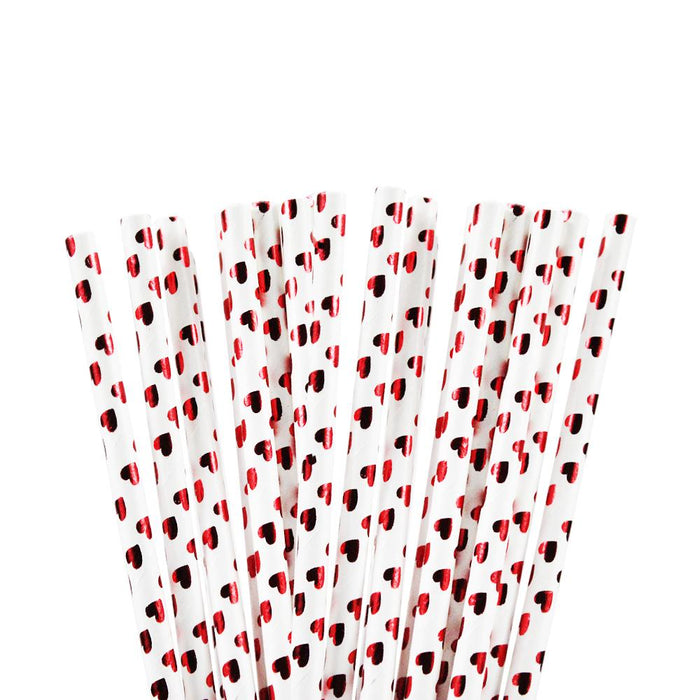 Metallic Red Hearts Stirring Straws-Brew Glitter®