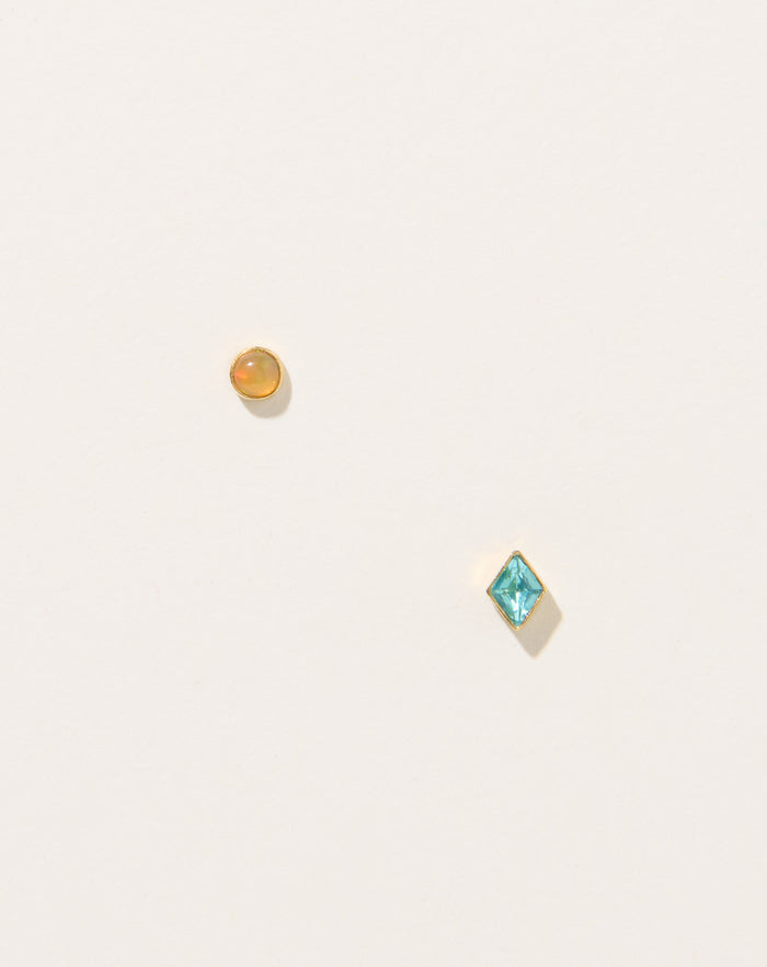 Grainne Morton Mismatched Blue Diamond and Citrine Studs