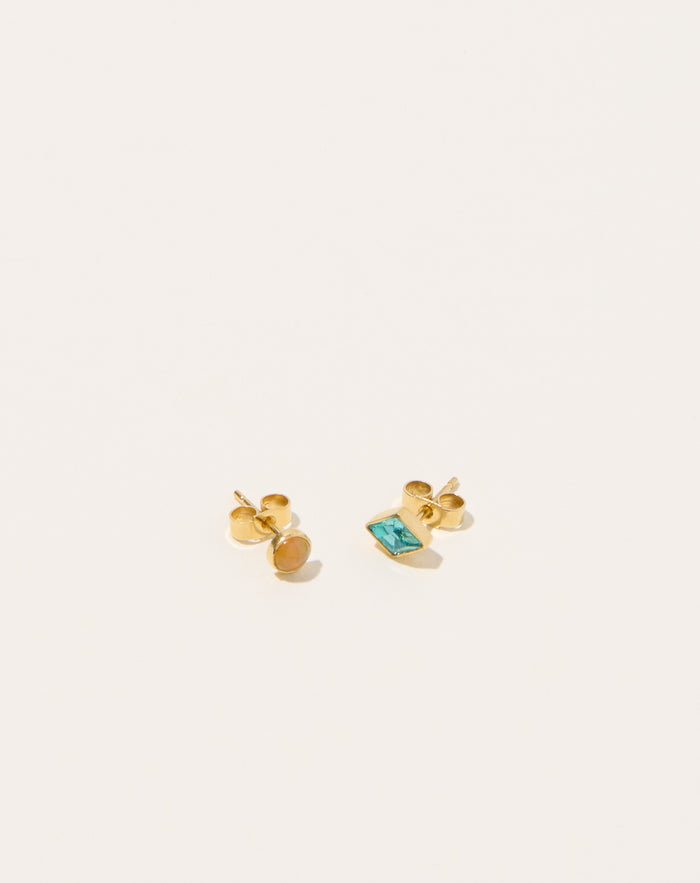 Grainne Morton Mismatched Blue Diamond and Citrine Studs
