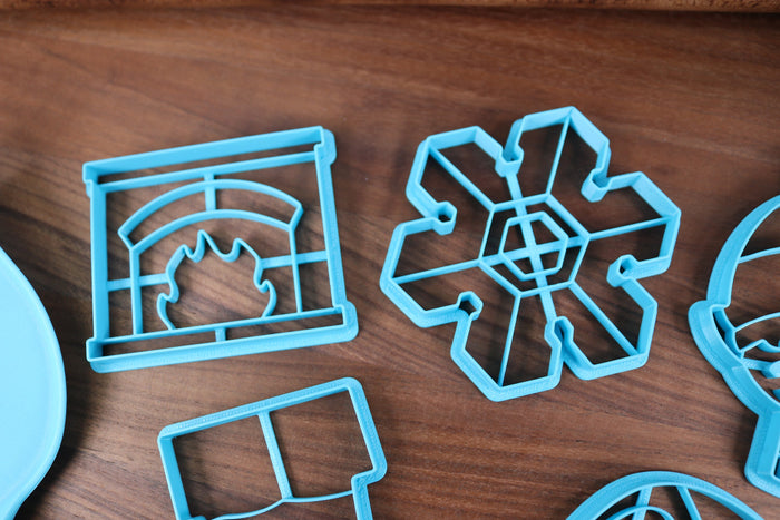 More Christmas Cookie Cutters - Baked Ham, Christmas Stocking, Fireplace, Happy Elf, Plate Snowflake - Holiday Cookies, Set two