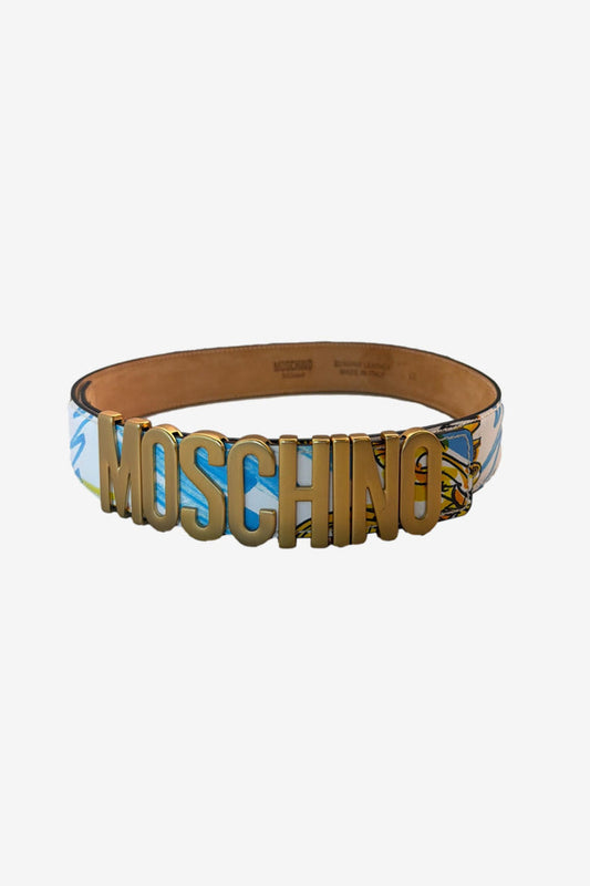 Moschino Blue Abstract Belt image 0
