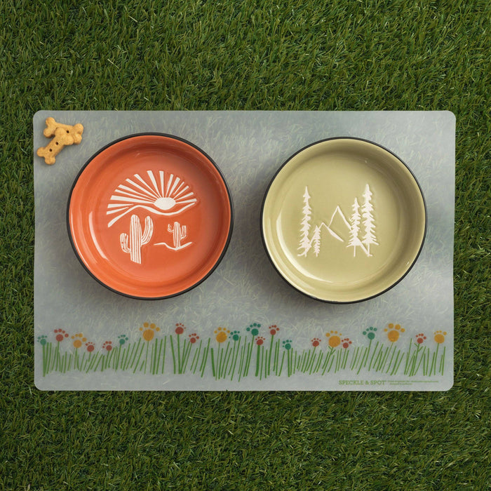 Speckle and Spot by Ore’ Originals - Pet Bowl | Mountain Adventure - Dog.Dog.Cat.