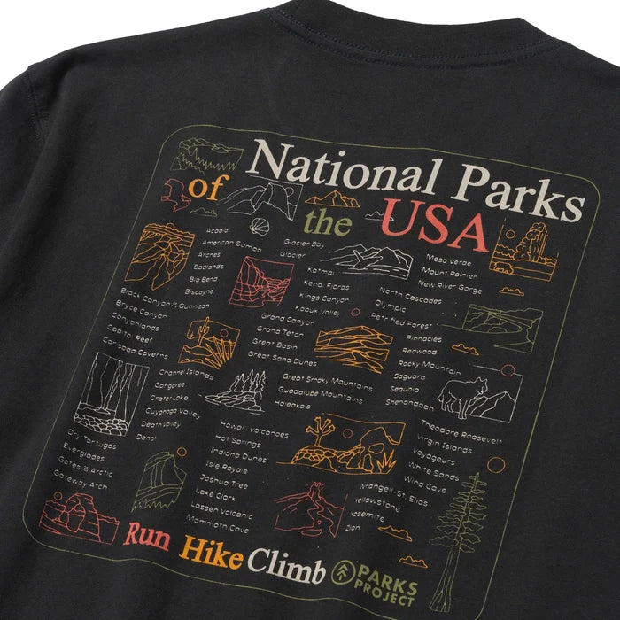National Parks Outline Checklist Cotton Tee Shirt