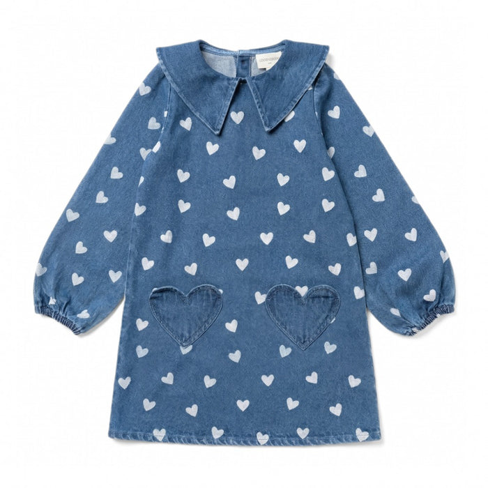 Odile Dress Denim Heart Blue