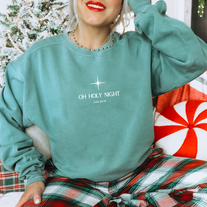 Oh Holy Night Christmas Christian Crewneck Sweatshirt