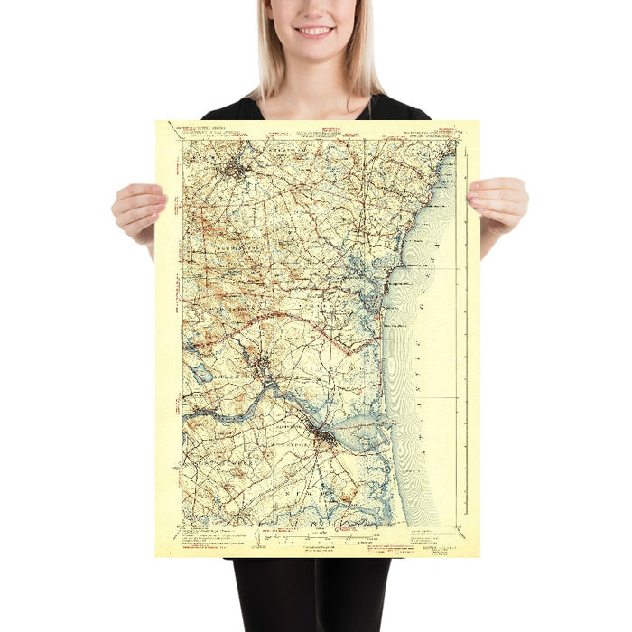 Old Map of Exeter, New Hampshire by USGS, 1934 – Newburyport, Hampton & Merrimack River