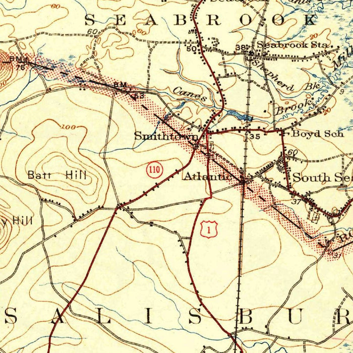 Old Map of Exeter, New Hampshire by USGS, 1934 – Newburyport, Hampton & Merrimack River