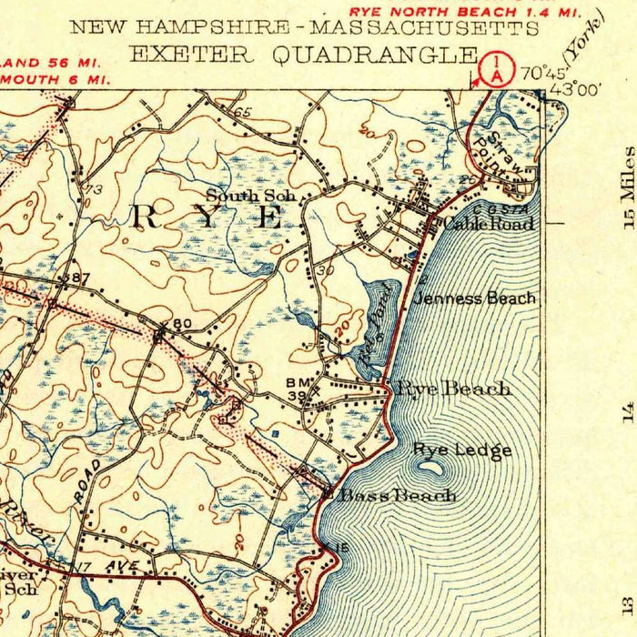 Old Map of Exeter, New Hampshire by USGS, 1934 – Newburyport, Hampton & Merrimack River