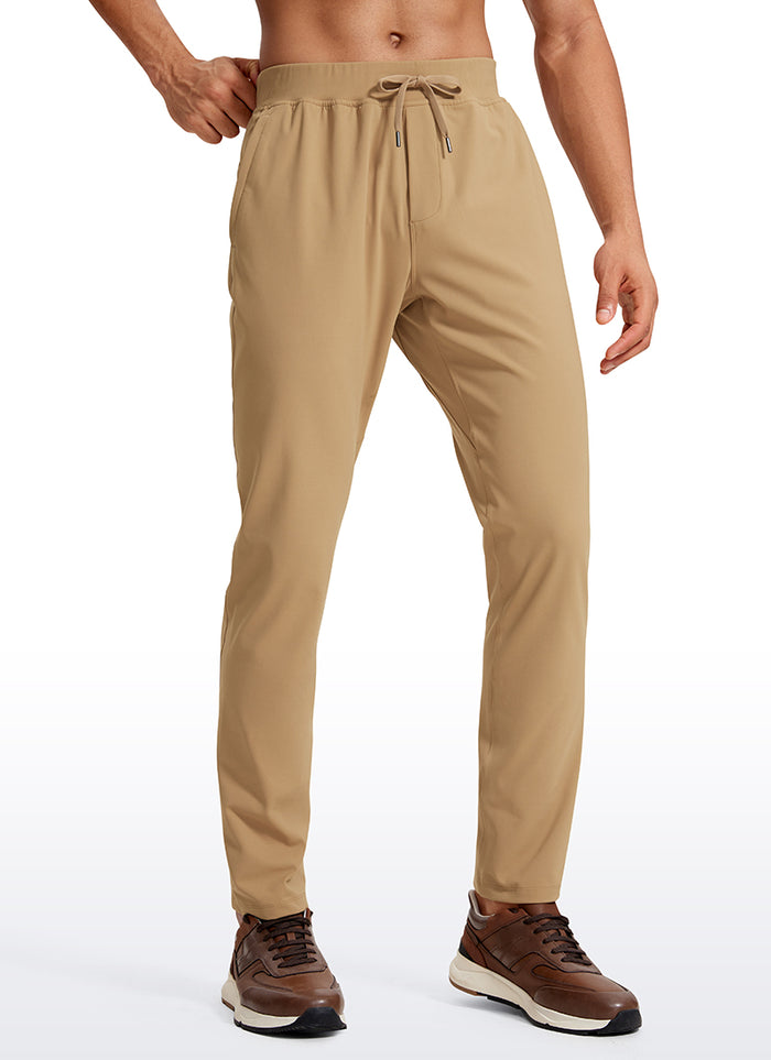 CRZ YOGA Men's Train Relaxed Fit On the Travel Pants 30'' Khaki Sand