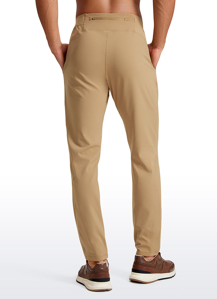 CRZ YOGA Men's Train Relaxed Fit On the Travel Pants 30'' Khaki Sand