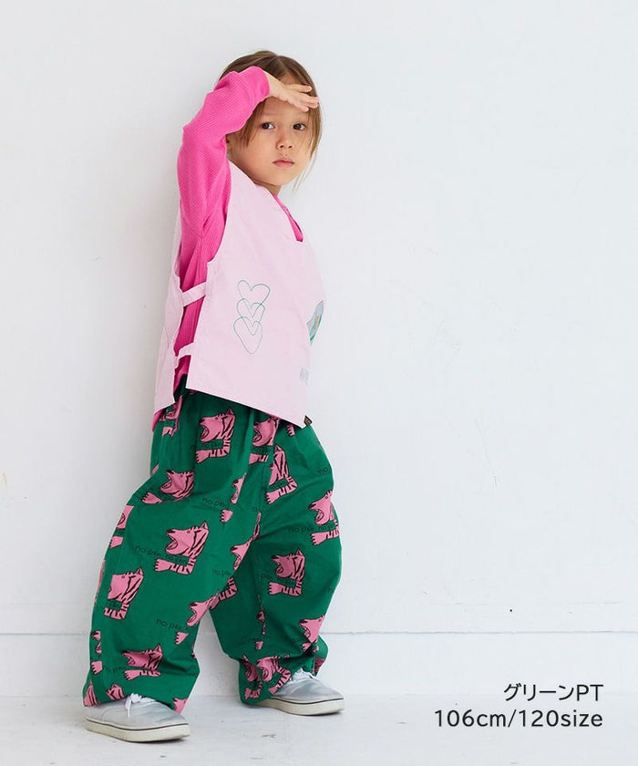Pattern Twill Barrel Pants Green Print