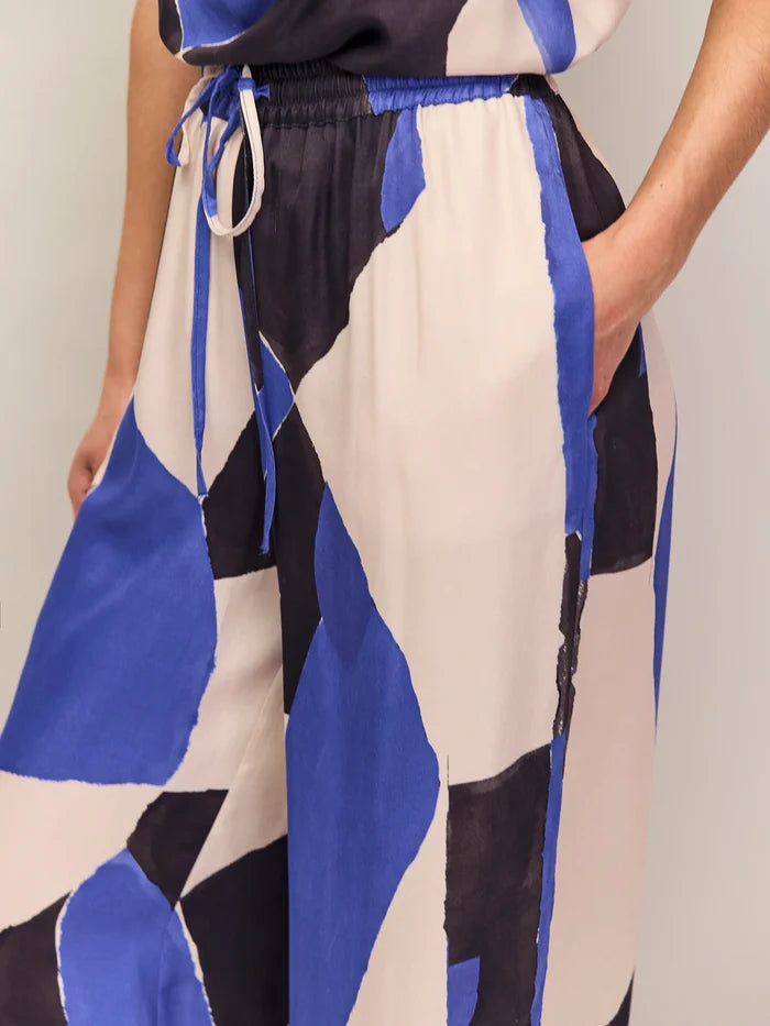 Blue Abstract Print Trousers